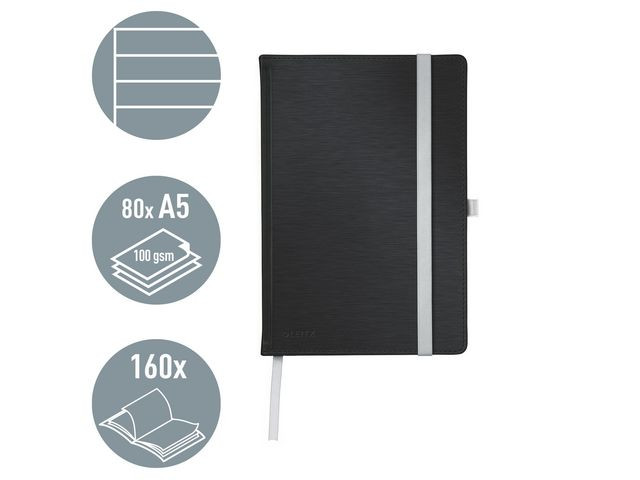 Notatbok Style A5 Hard Linj 80a Sat Sort