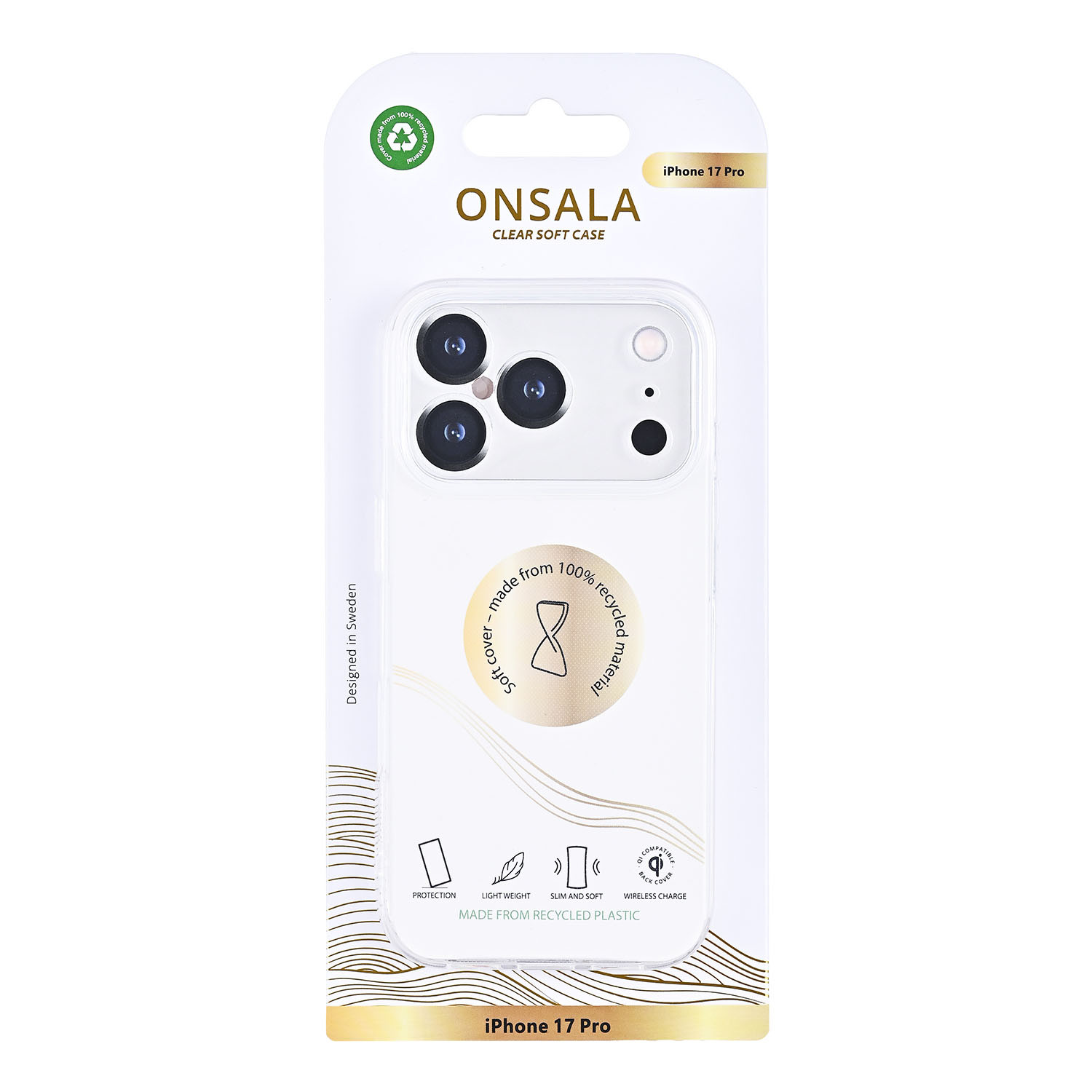 ONSALA Back Recycled Clear Case TPU iPhone 17 Pro Clear