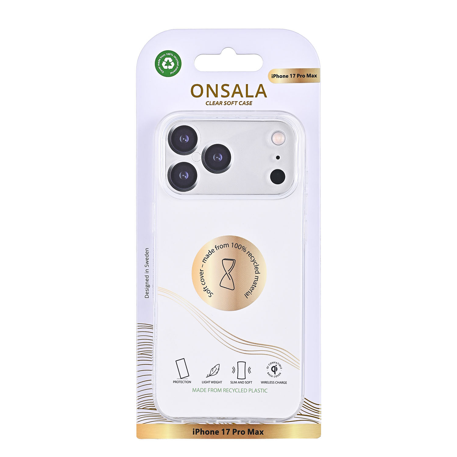ONSALA Back Recycled Clear Case TPU iPhone 17 Pro Max Clear