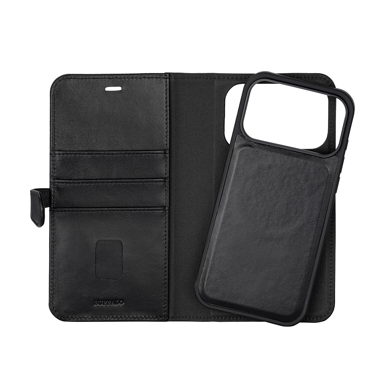 BUFFALO 2in1 Leather 3 card MagSeries iPhone 17 Pro Max Black