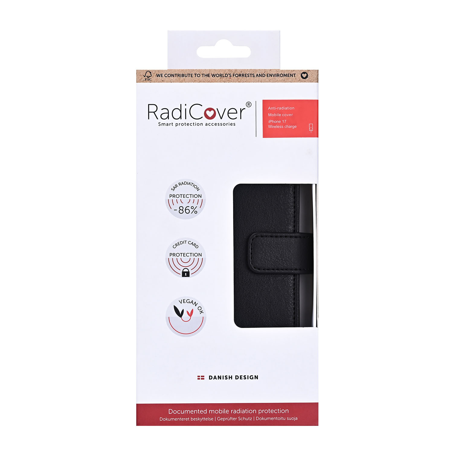 RADICOVER Flipcov Anti Radiation RFID 3 card MagS iPhone 17 Black PU