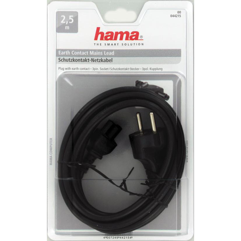 HAMA Kabel Ström Notebook Svart 2.5m