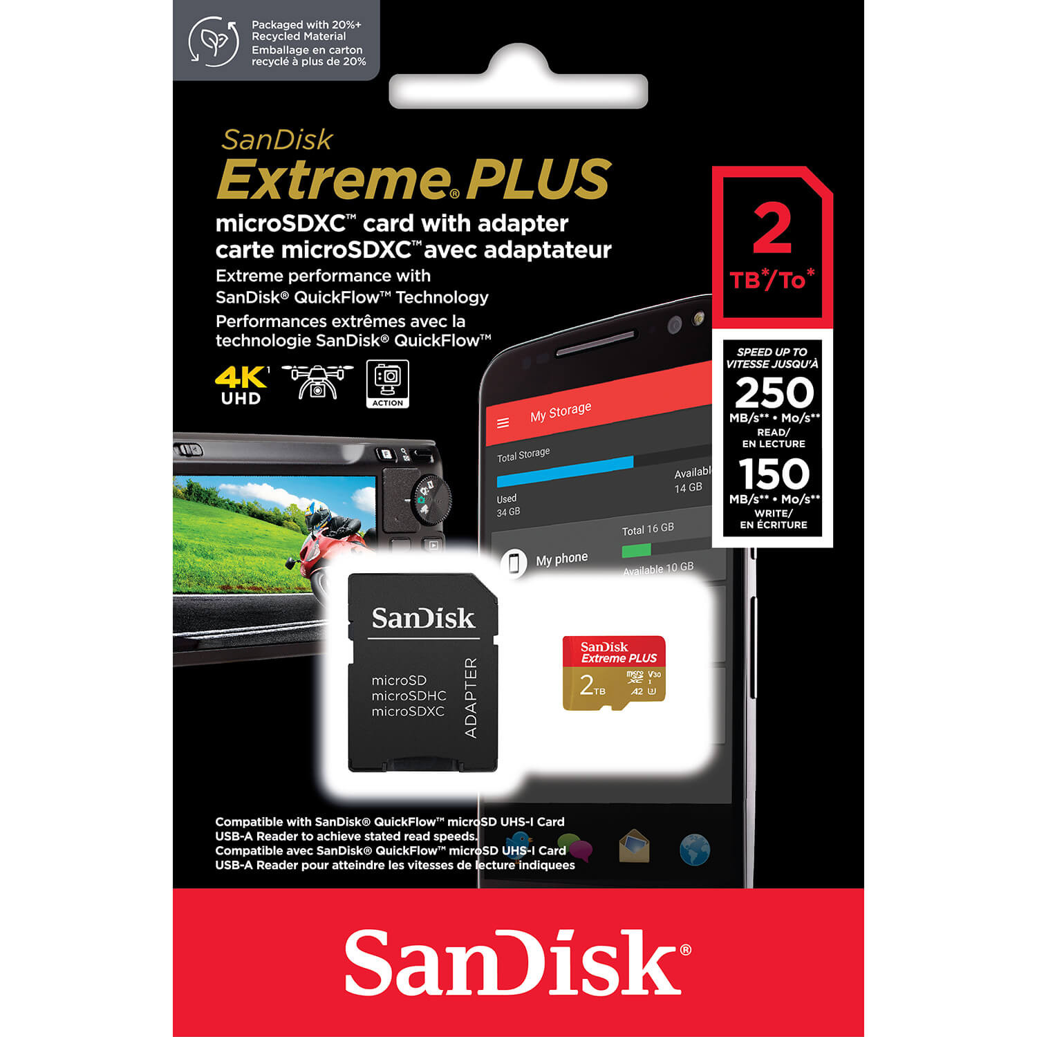 SANDISK MicroSDXC Extreme Plus 2TB UHS-I with adapter