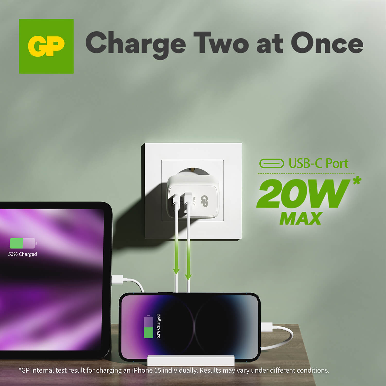 GP Wall Charger WM2B PD 20W USB-A + USB-C