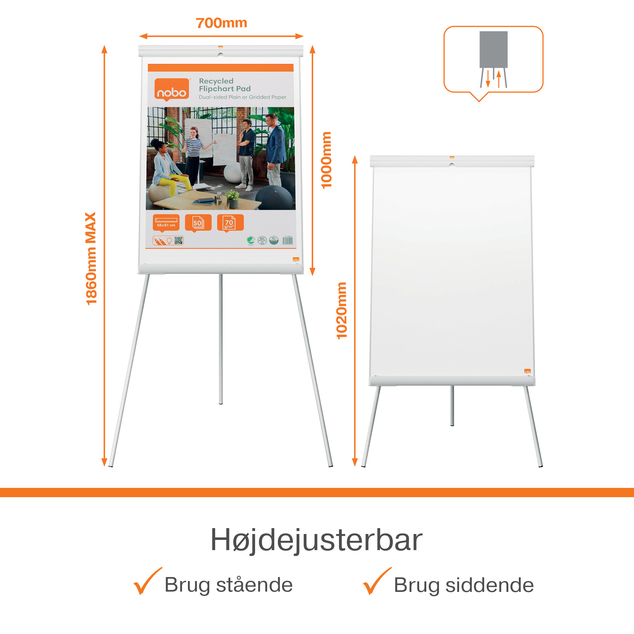 NOBO Flippover ECO tripod lakkert WB