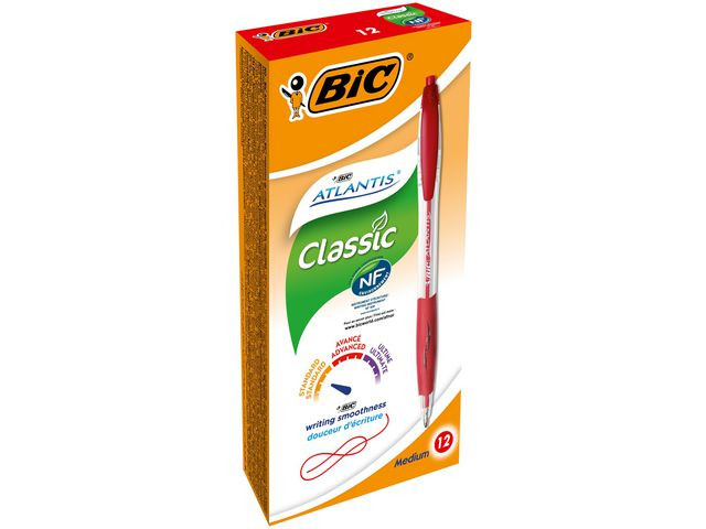 Kulepenn Bic Atlantis Classic M Rød (12 stk)