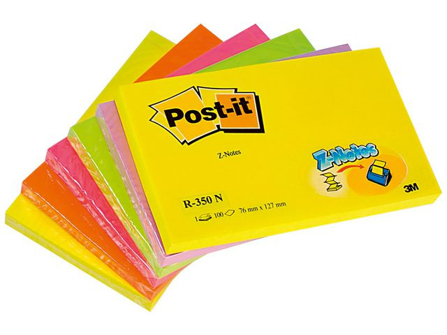 Notatblokk Post-It Zn 76X127 Neon (6 stk)