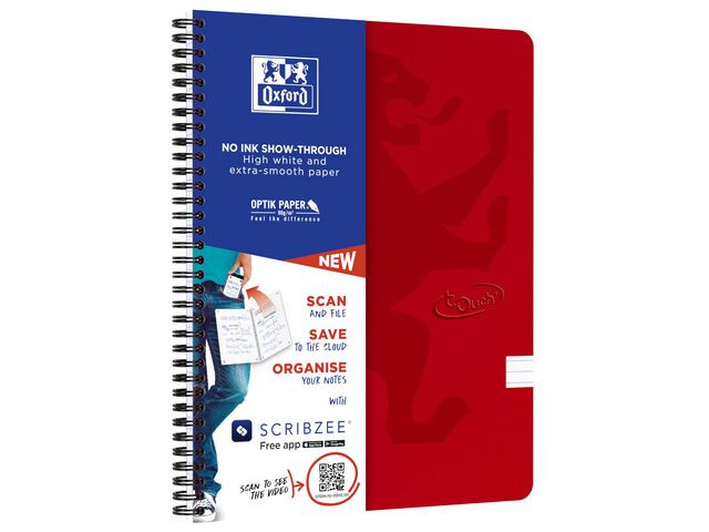 BildeNotatbok Oxford Touch A4+ 90G Linjer Rød (5 stk)