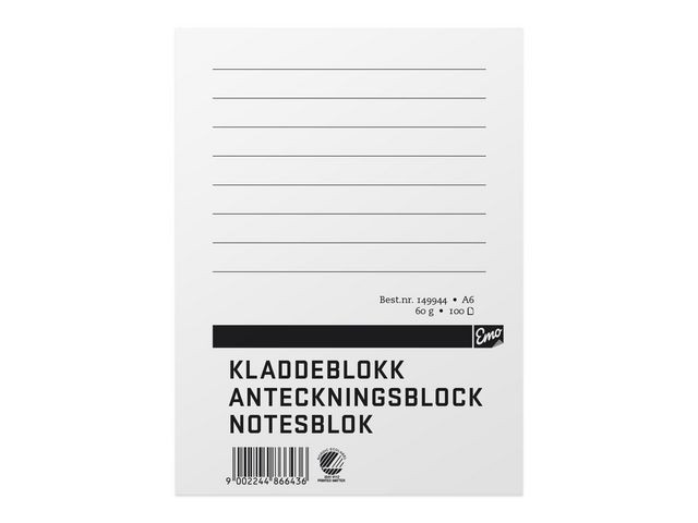 BildeKladdeblokk Emo A6 60G 100 Blad Linjer