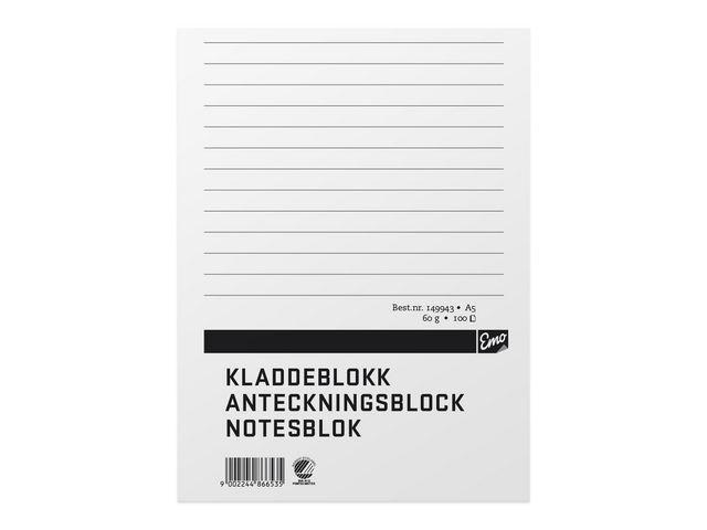 BildeKladdeblokk Emo A5 60G 100 Blad Linjer