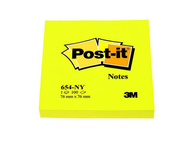 Notatblokk Post-It 76X76 654 Neongul (6 stk)
