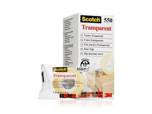 Tape Scotch 550 19Mmx33M Transparent (8 stk/rull, 8 ruller)