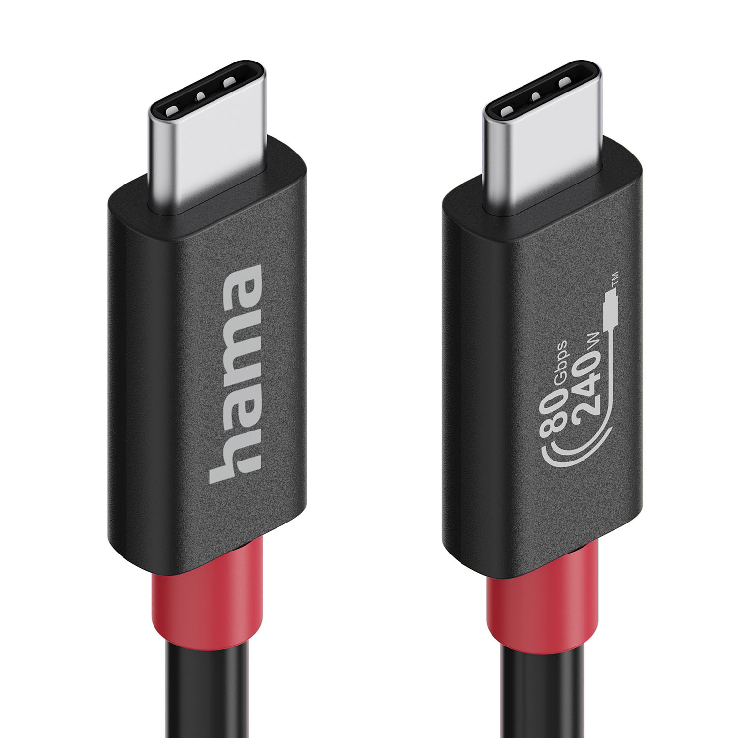 HAMA Cable USB-C USB 4.0 Gen4 80 Gbit/s 240W 1.0m Black