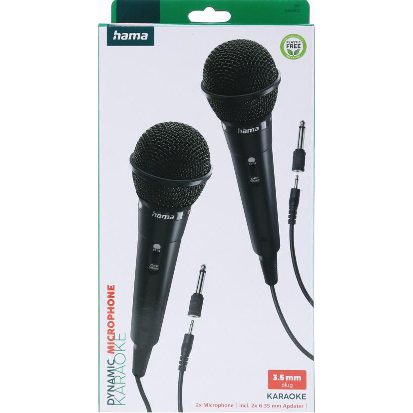 HAMA Dynamic Microphone Mono 2-pack Black