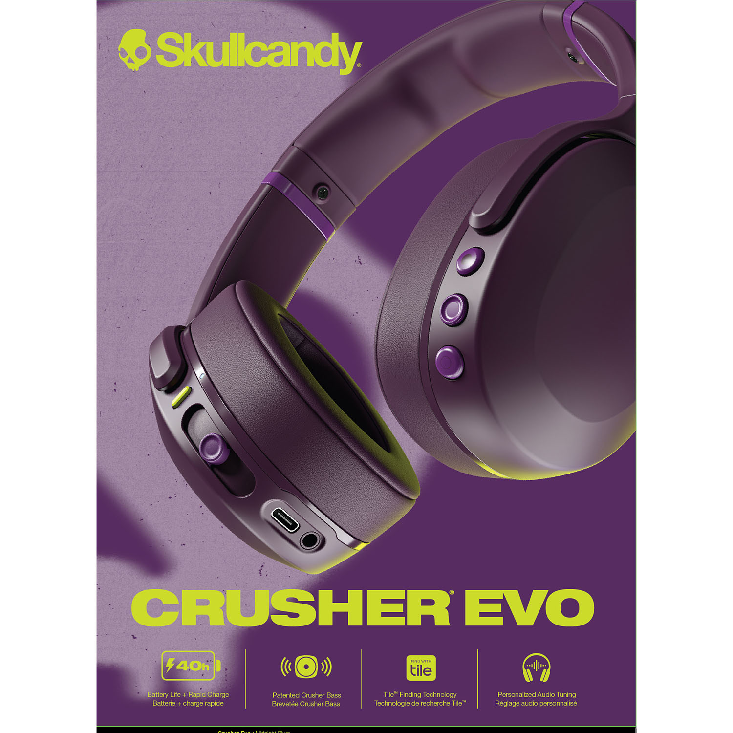 SKULLCANDY Headphone Crusher EVO Over-Ear Wireless Plum