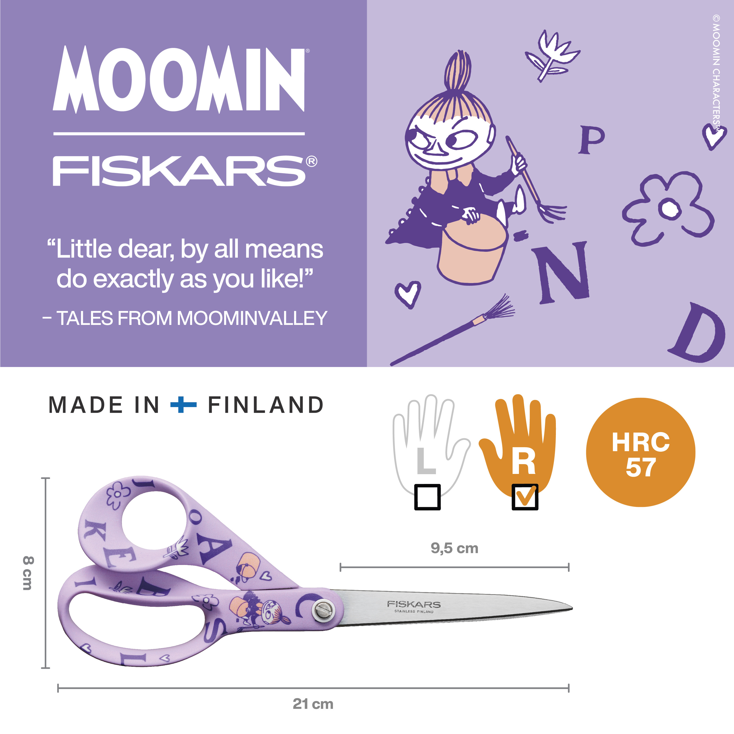 Fiskars Moomin universal saks 21cm ABC box