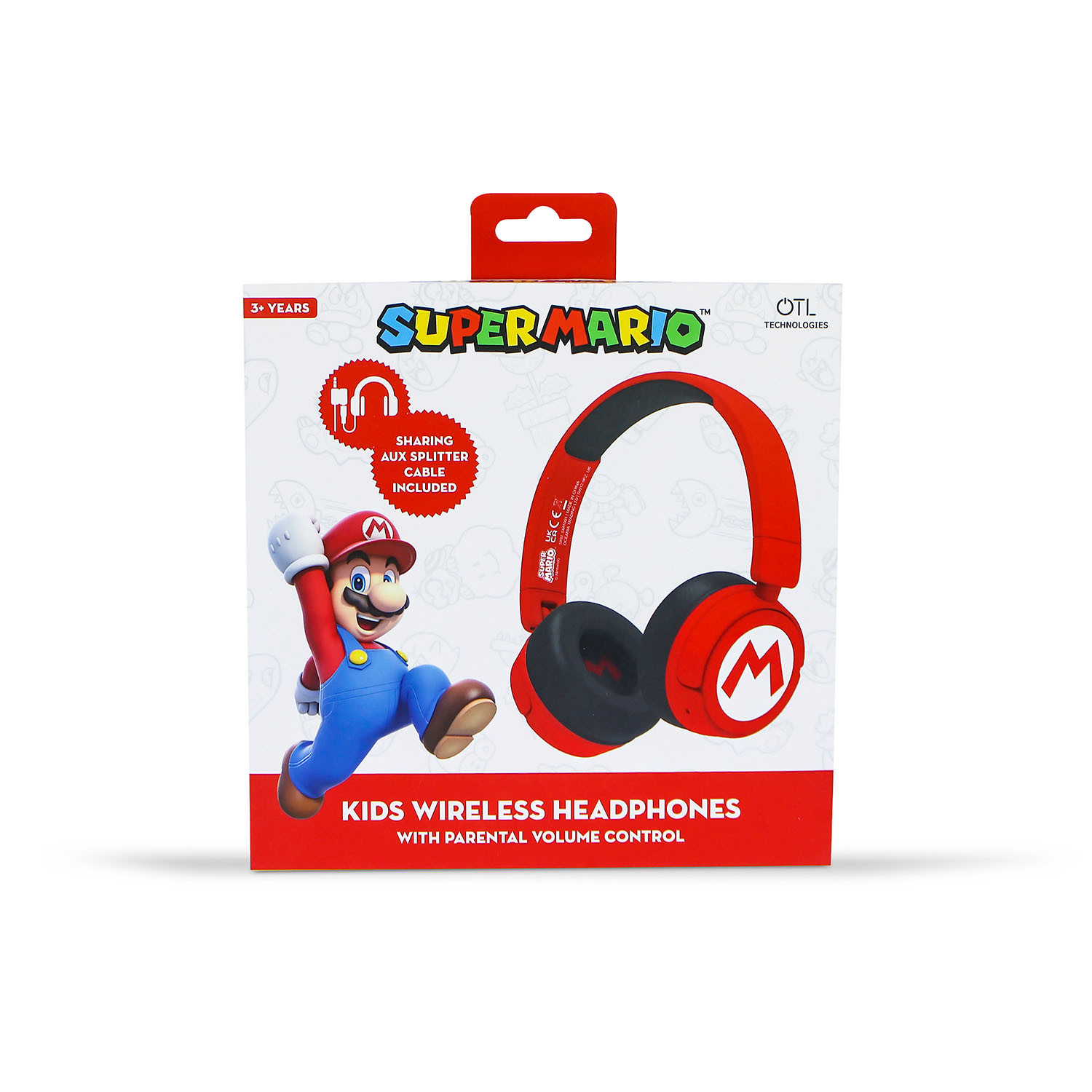 SUPER MARIO Headphone On-Ear Wireless 85dB/95dB Sharing Aux