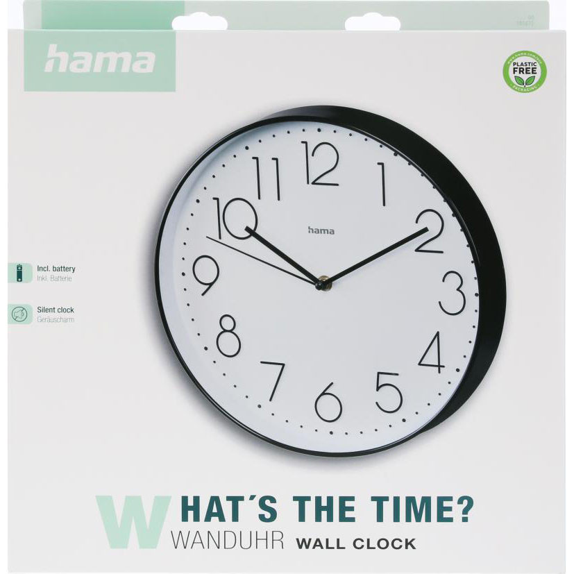 HAMA Corsica Wall Clock 30 cm Black/White