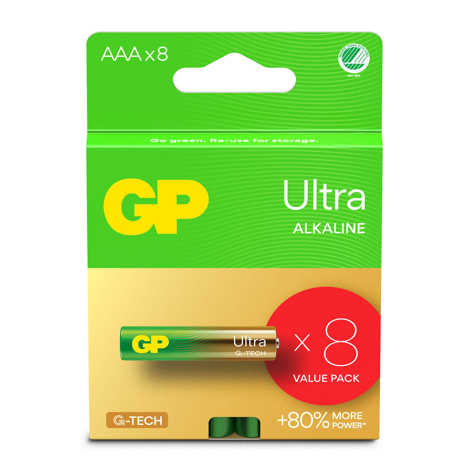 GP Ultra Alkaline battery AAA LR03 8-pack