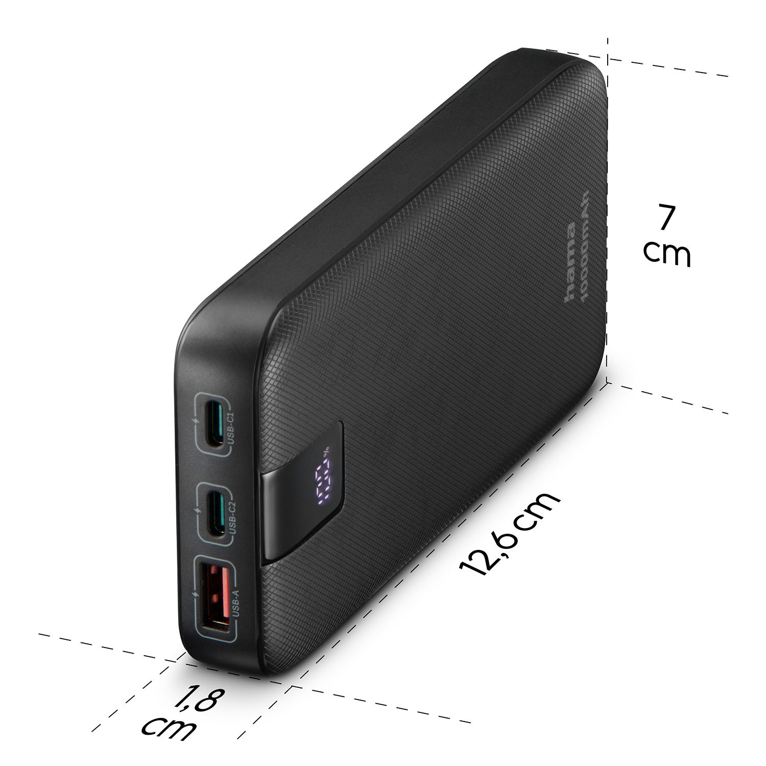 HAMA Powerbank PD 10000mAh 2xUSB-C+1xUSB-A Anthracite
