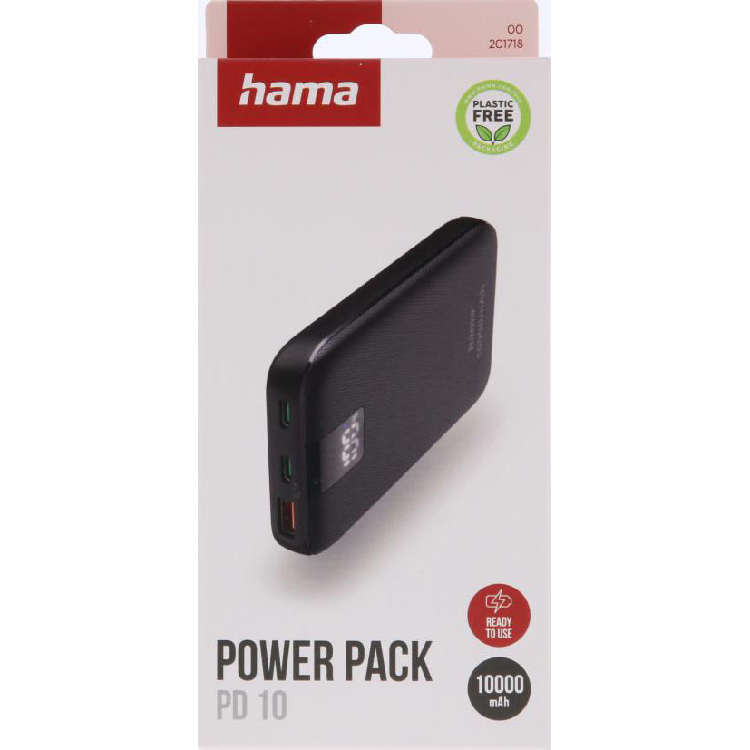 HAMA Powerbank PD 10000mAh 2xUSB-C+1xUSB-A Anthracite