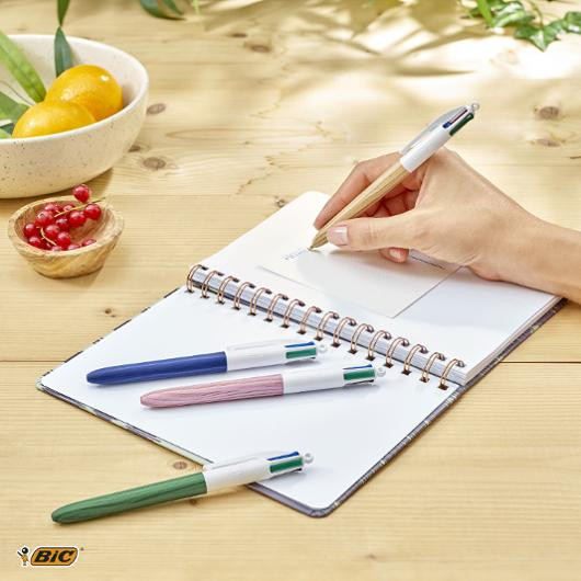 Kulepenn Bic 4 Farger 1,0 Wood Assortert (12 stk)