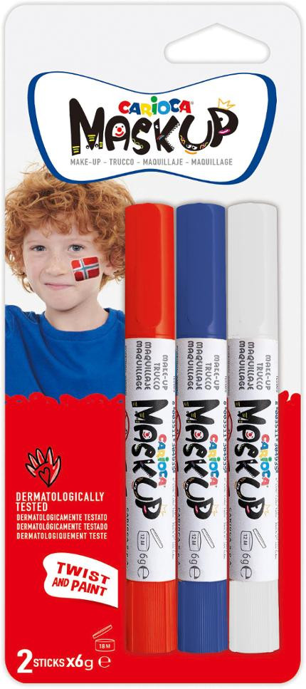 BildeAnsiktsmaling Norske Flagg (3 stk)