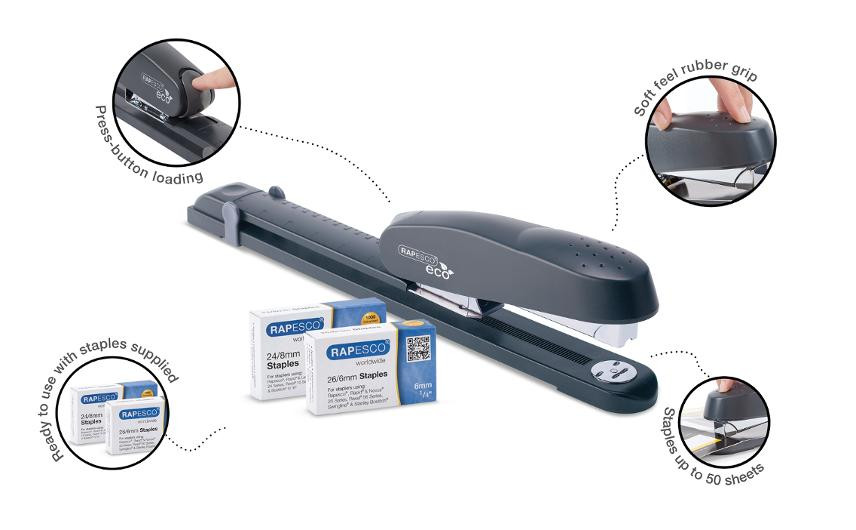 Stiftemaskin Rapesco 50Ark Lang Sort