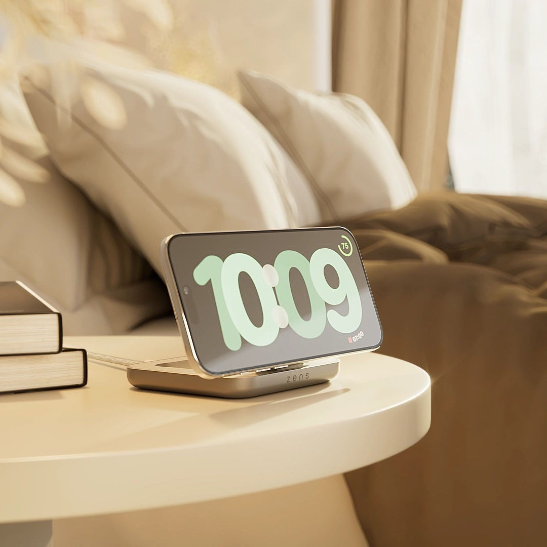 ZENS Magnetic Nightstand Charger Qi2 15W Fast Charge White