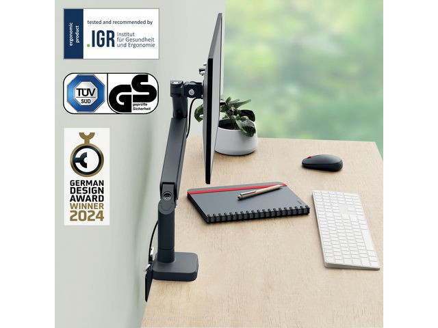 Monitor Arm Ergo Space Saving Single, Dark Grey
