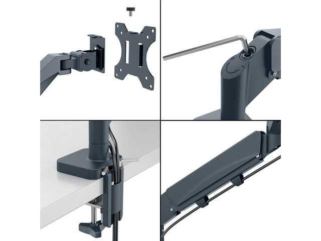 Monitor Arm Ergo Space Saving Single, Dark Grey