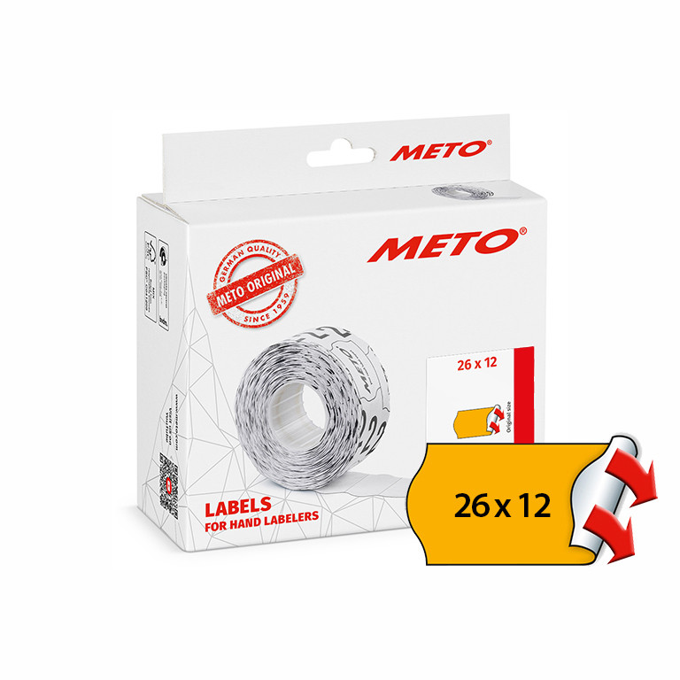 BildeMETO Etiket perm 26x12 neonoransje (12rl/1000)