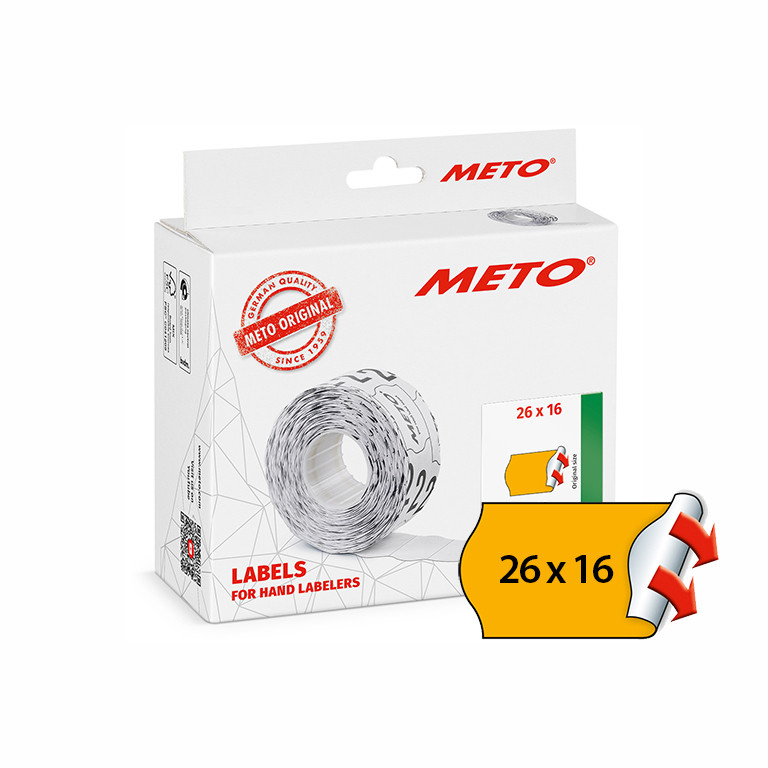 BildeMETO Etiket perm 26x16 neonoransje (12rl/1000)