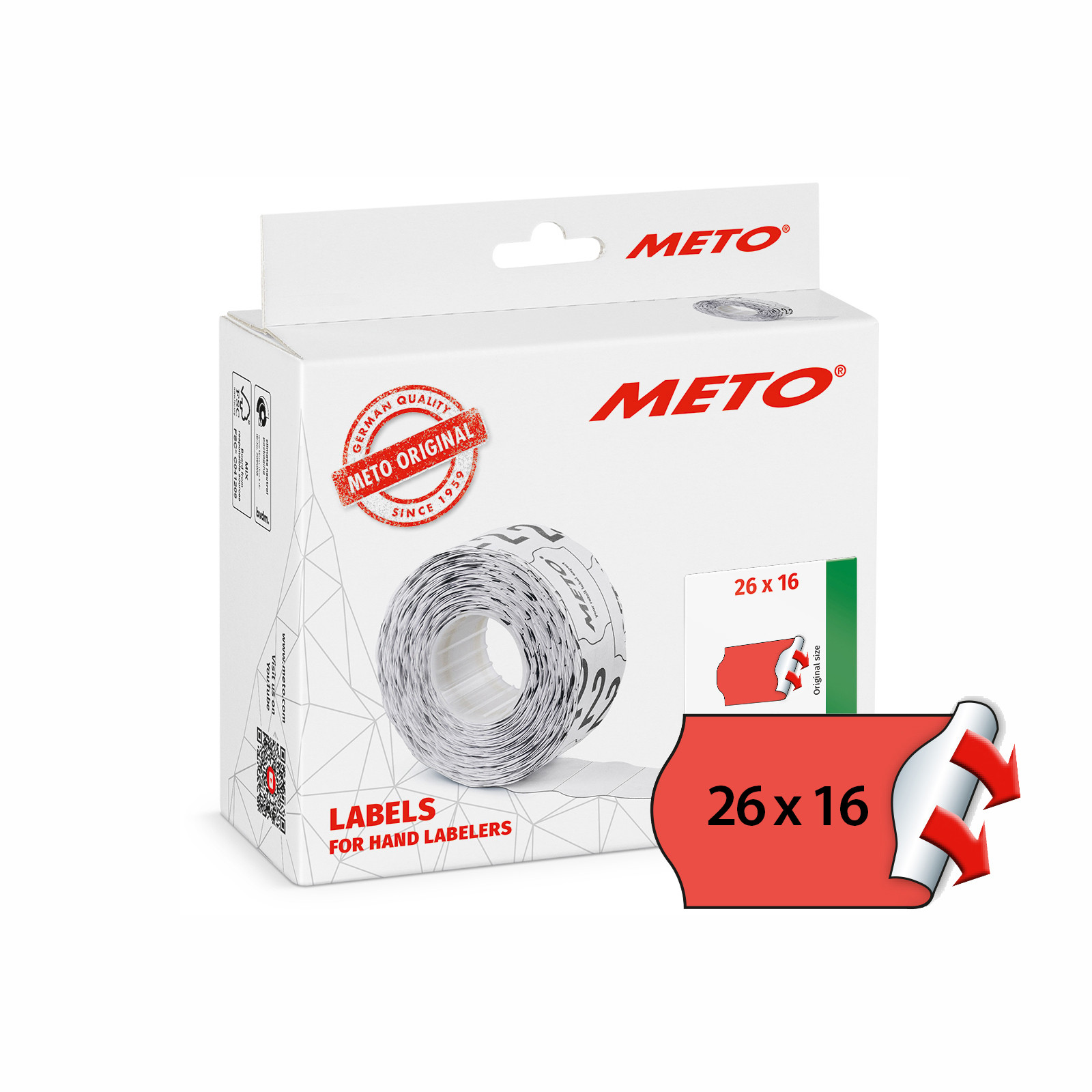 BildeMETO Etiket perm 26x16 neonrd (12rl/1000)