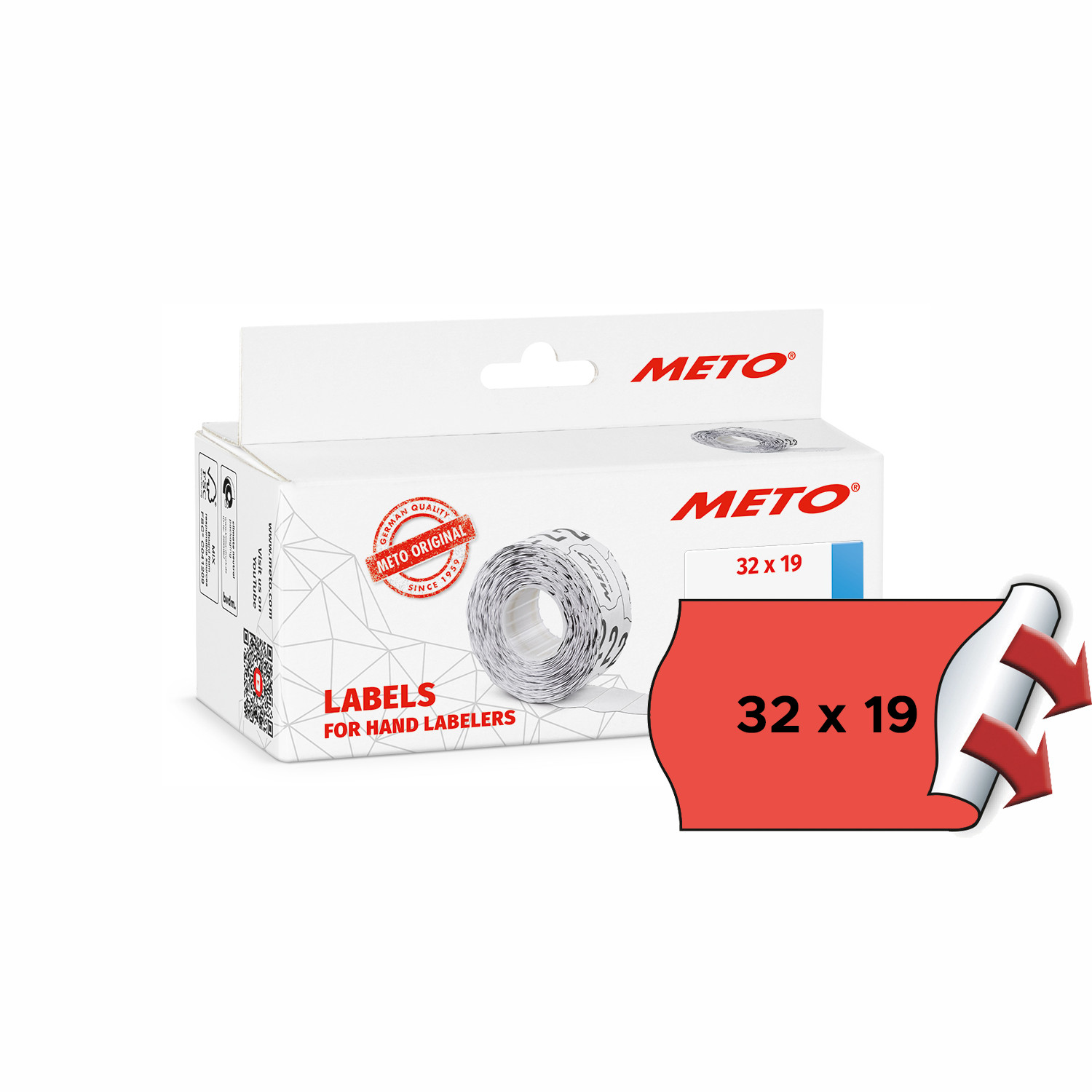 BildeMETO Etiket perm 32x19 neonrd (5rl/1000)