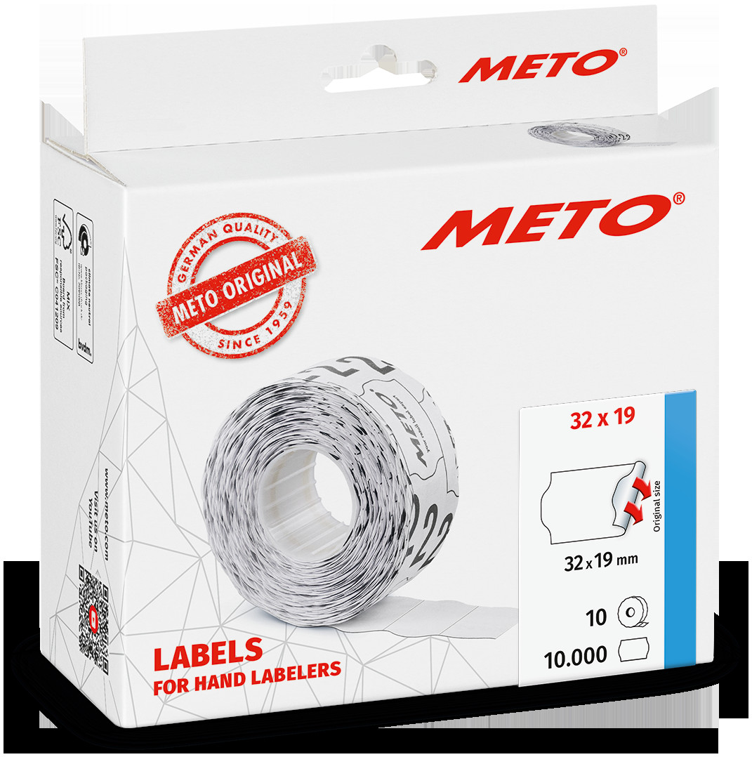 METO Etiket perm 32x19 hvit (10rl/1000)