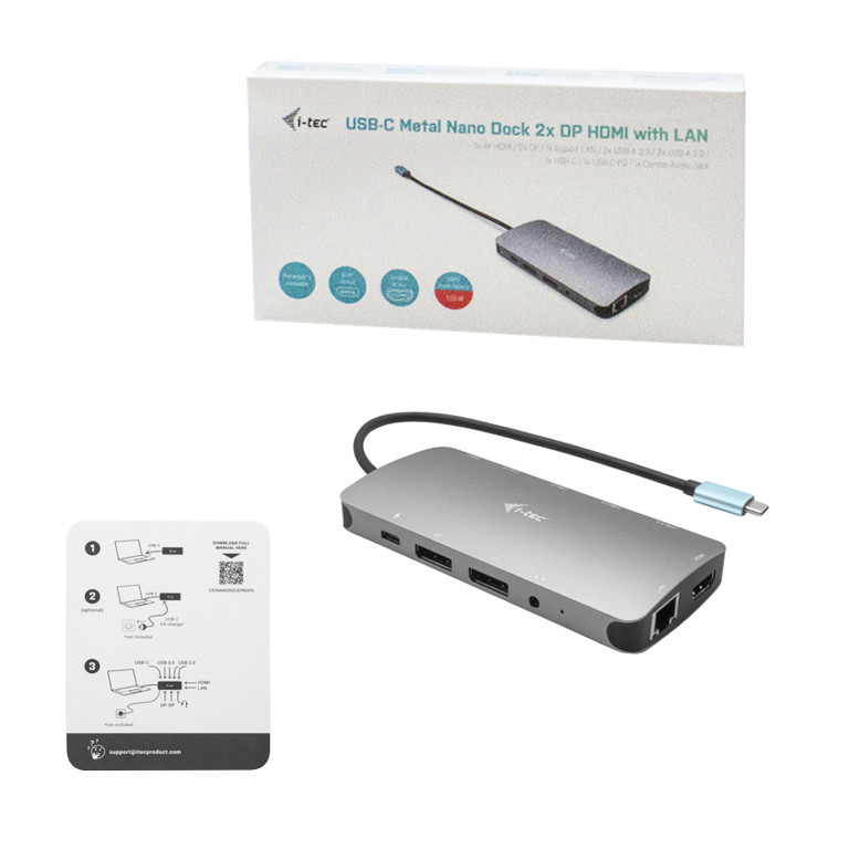 USB-C trav dock 2xDP 1xHDMI 4xUSB-A 1xUSB-C + PD 100W GLAN