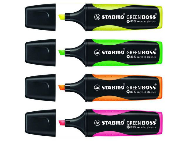 Tekstmarker Stabilo Green Boss Ass (4 stk/pk, 5 pakker)