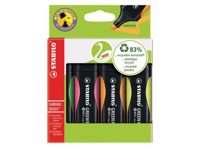 BildeTekstmarker Stabilo Green Boss Ass (4 stk/pk, 5 pakker)