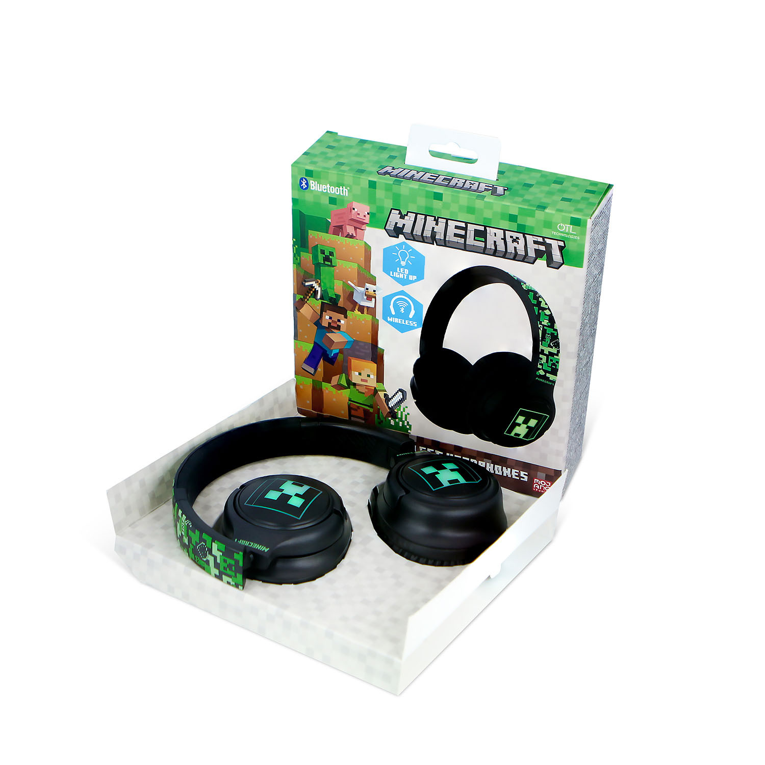 MINECRAFT Headphone Over-Ear Wireless LED Light Sharing Aux