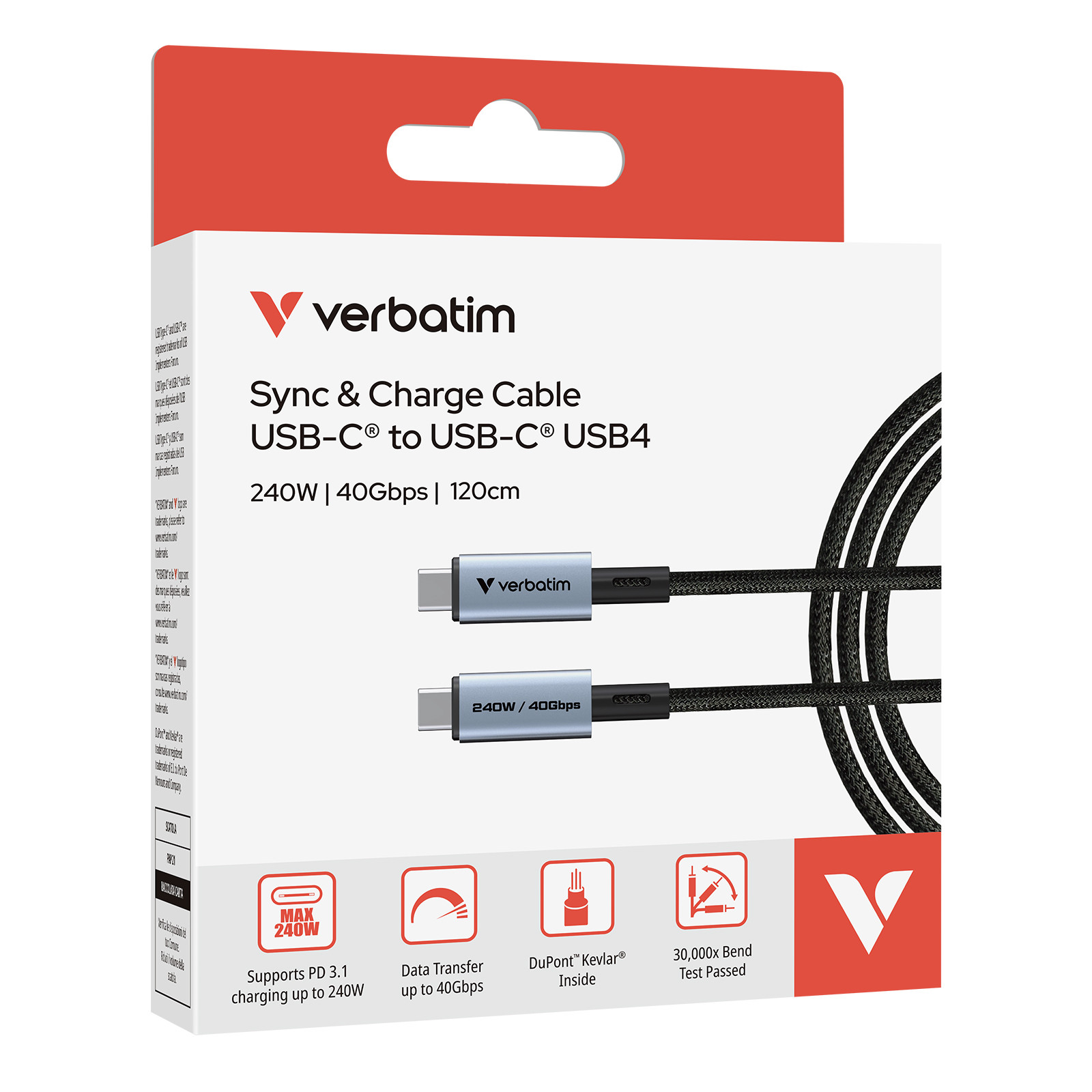 VERBATIM Sync N Charge USB C-USB C 240W 40 GBps (1.2m)