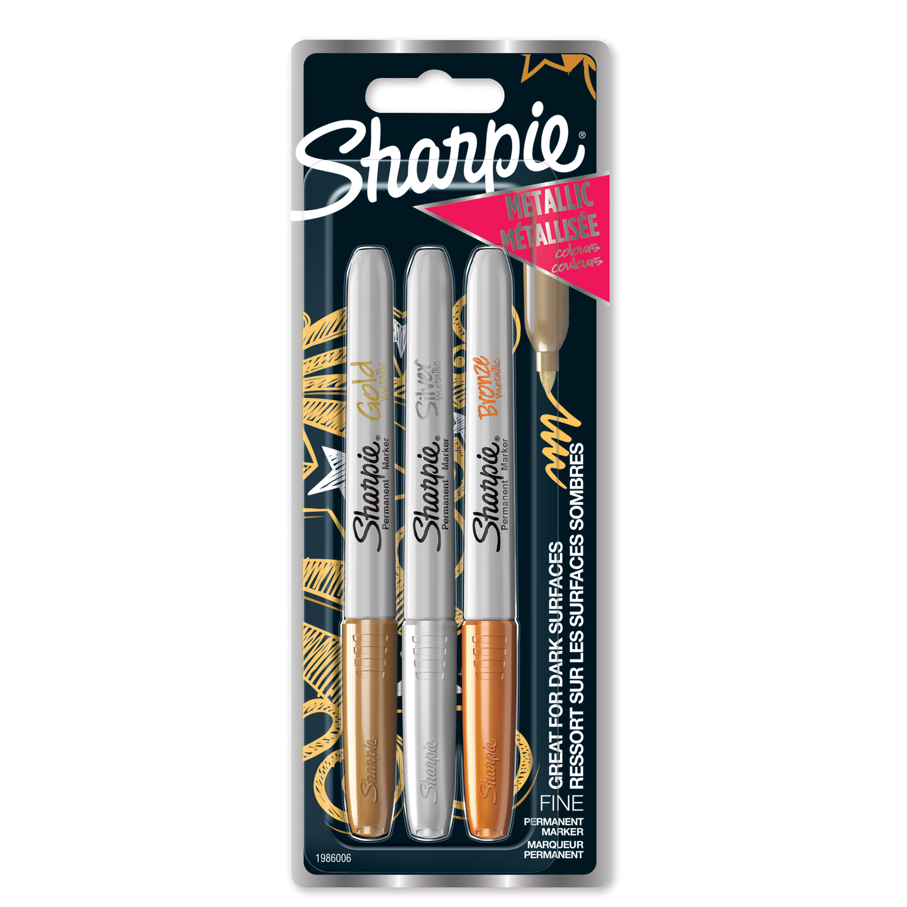 Marker Sharpie Metallic 1,4mm ass Gull/Slv/Bronse (3)