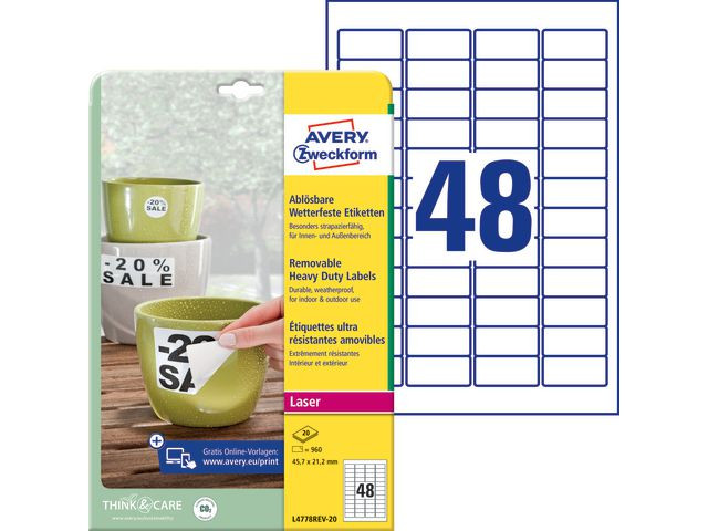 BildeAVERY Avtakbar vrbestandig etiket 45,7x21,2mm (960)