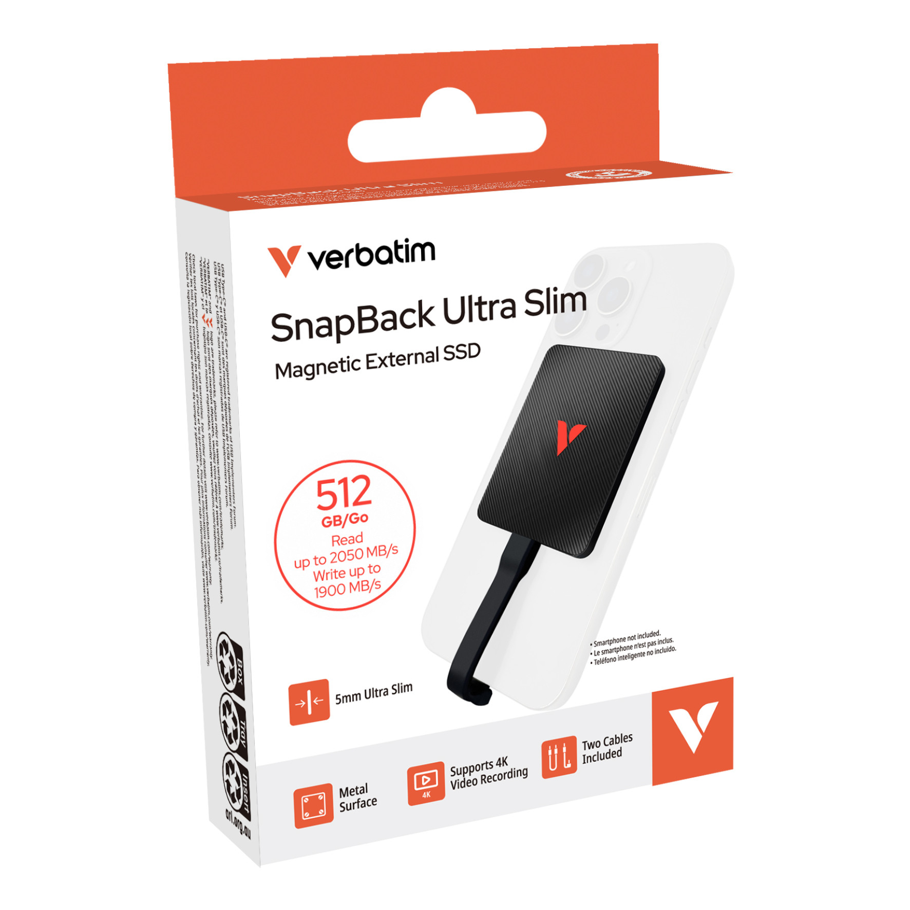 SnapBack Ultra Slim SSD USB 3.2 Gen 2x2 512GB Black