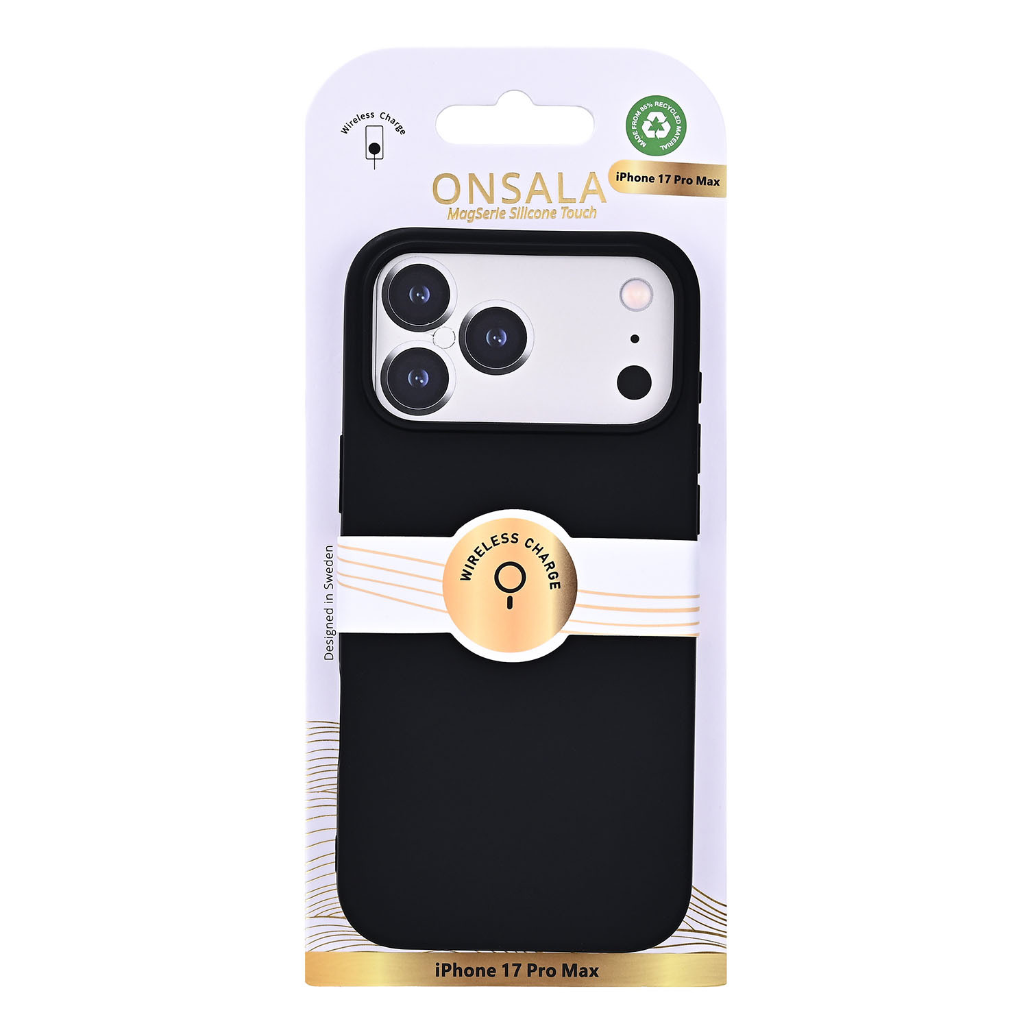 ONSALA Back Sil Touch Recycled MagSerie iPhone 17 Pro Max Black