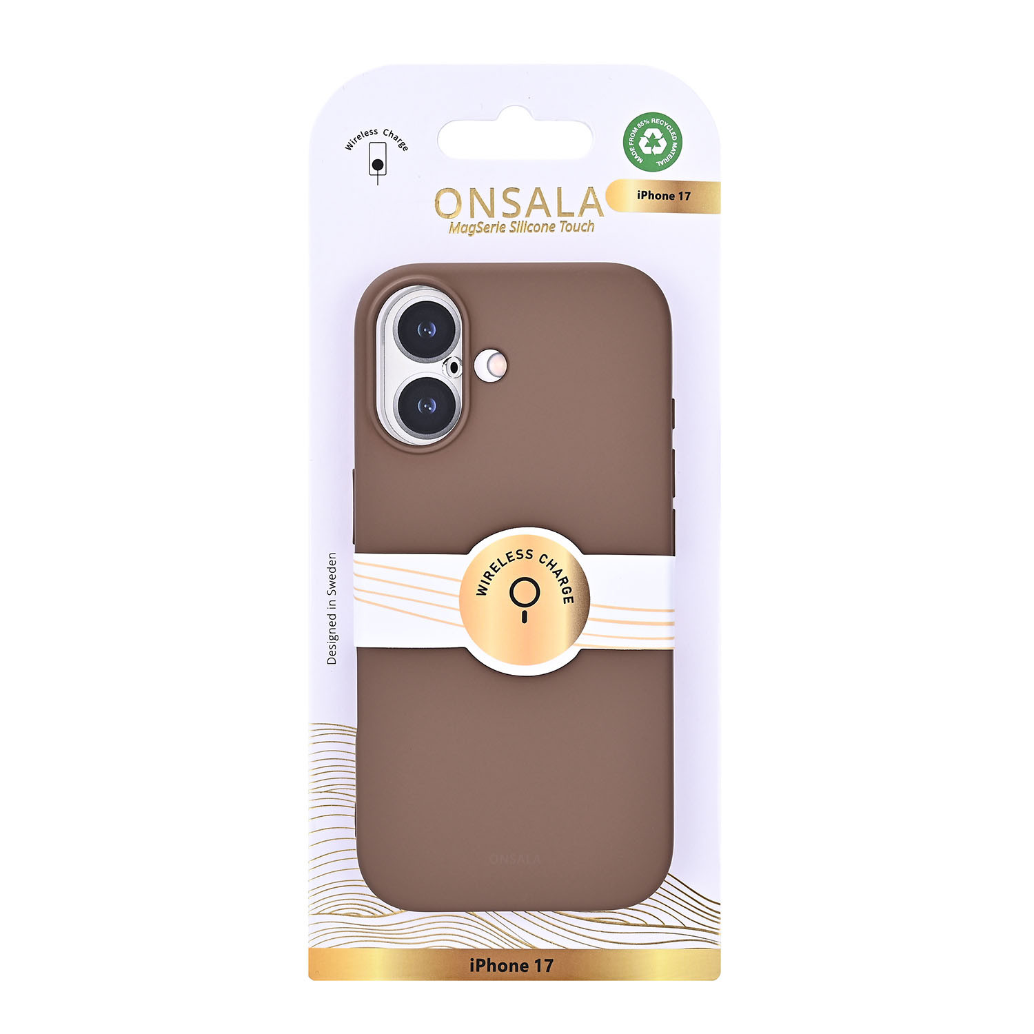 ONSALA Back Sil Touch Recycled MagSerie iPhone 17 Chocolate