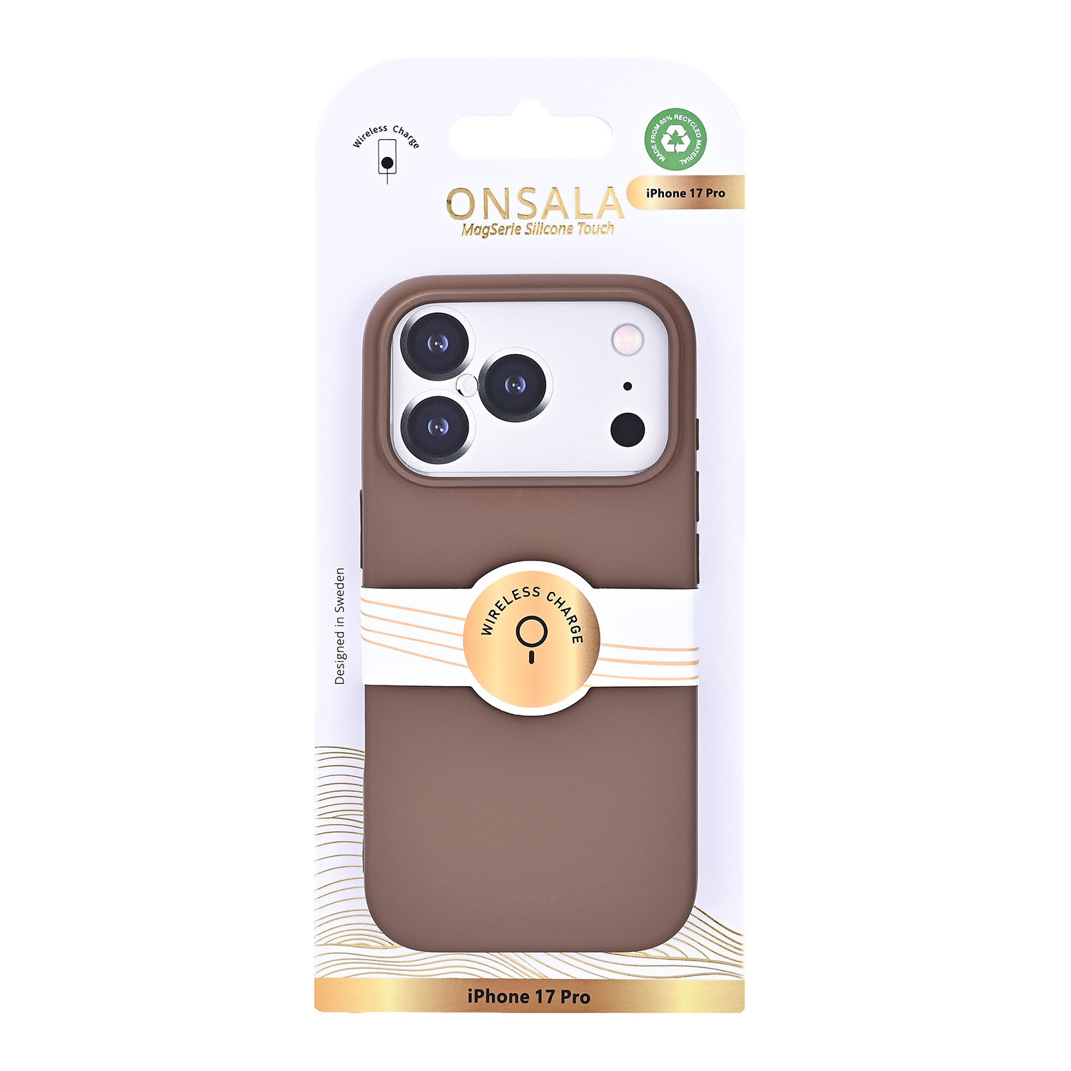 ONSALA Back Sil Touch Recycled MagSerie iPhone 17 Pro Chocolate