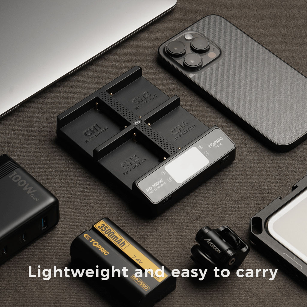 ACCSOON TopRig 100W 4-Bay NP-F Fast Charger