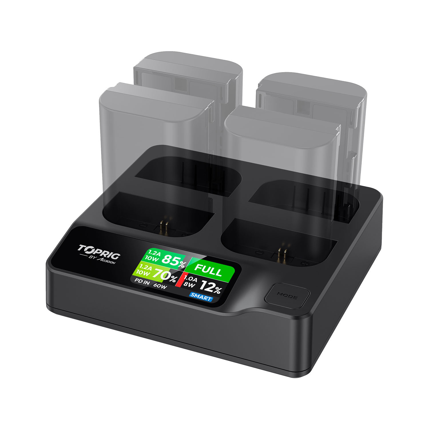 ACCSOON TopRig 100W 4-Bay 4-Bay LP-E6 Fast Charger