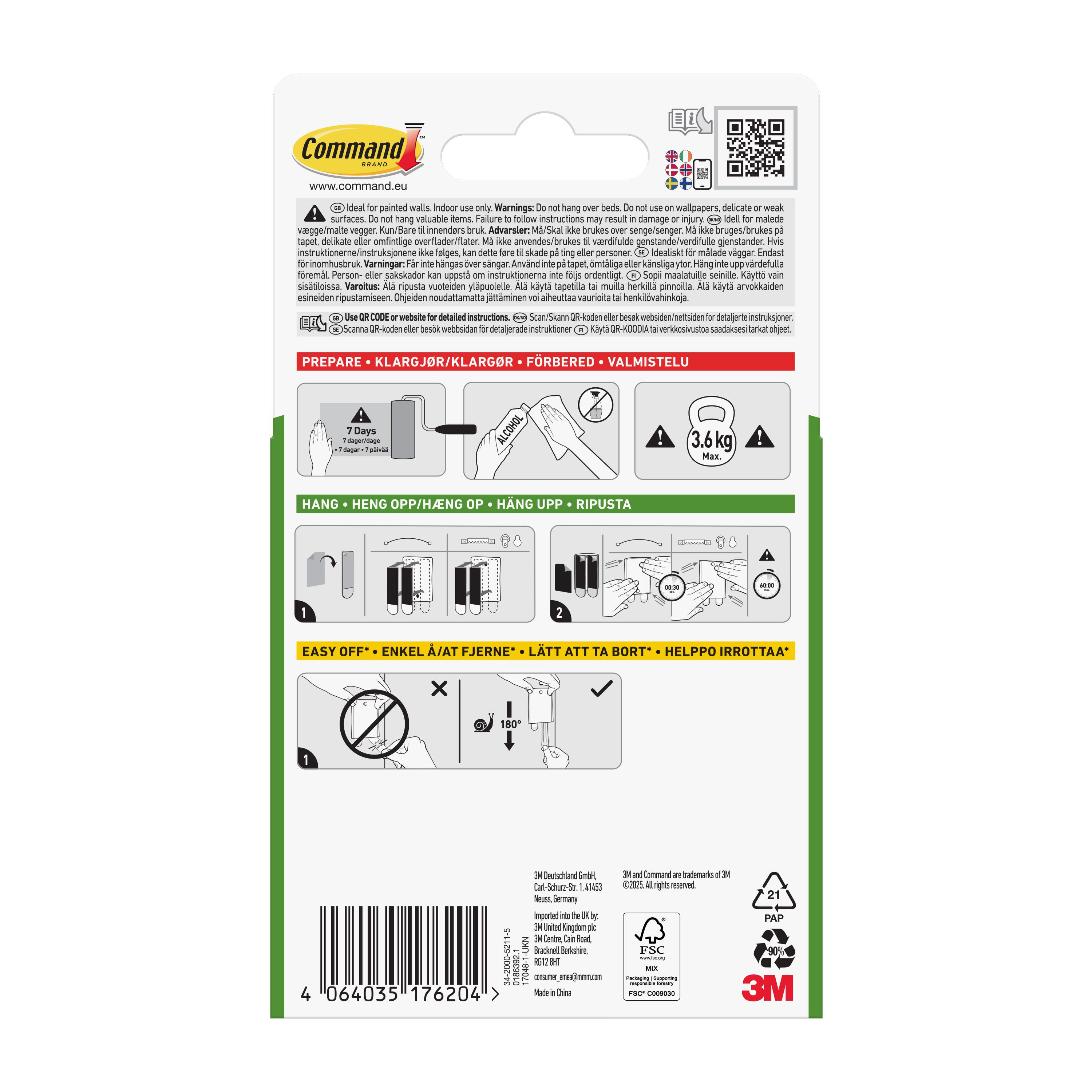 Command Jumbo 1 Hook+4 Strips Large 17048-1